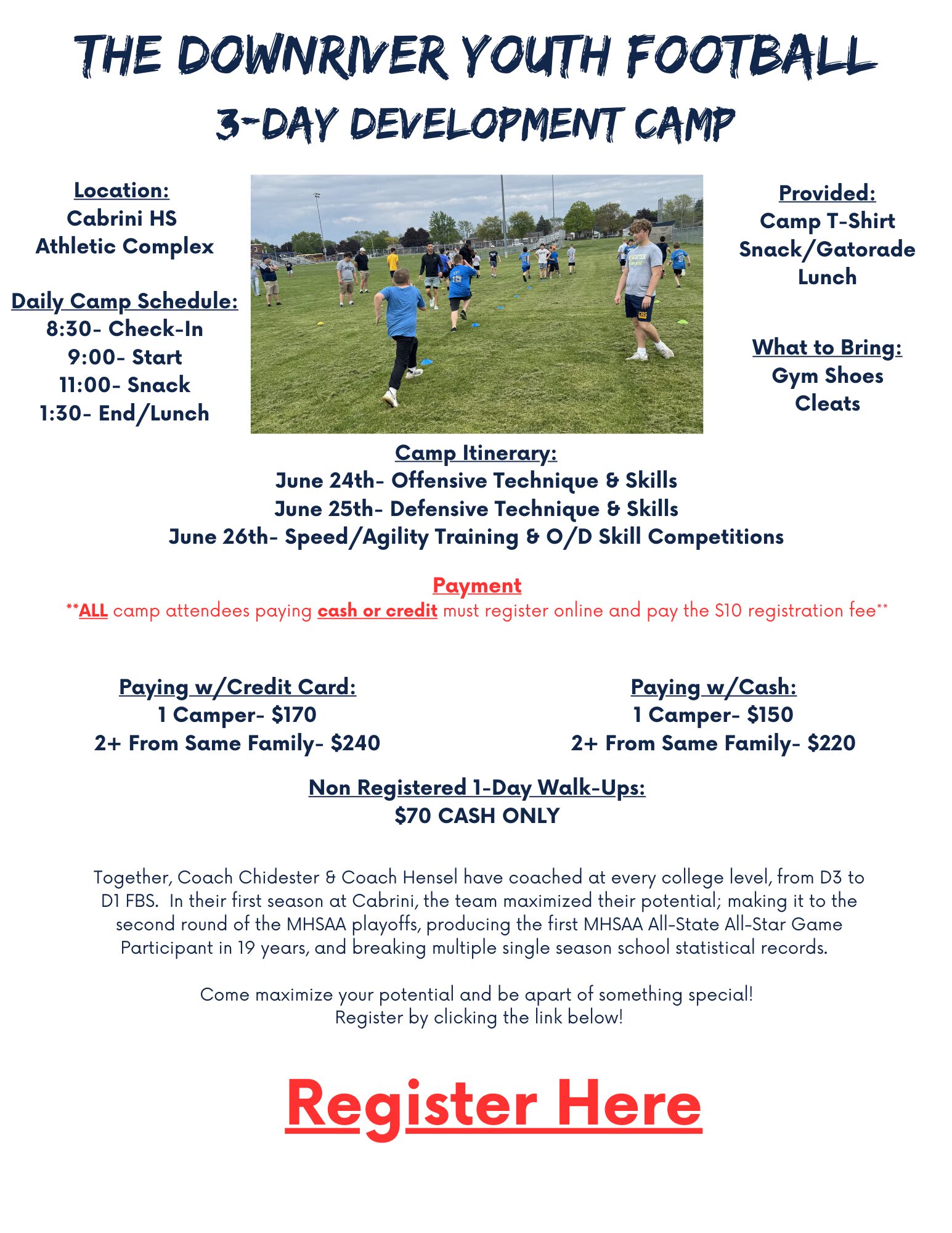 Downriver Youth Football Camps | College Bound Jocks